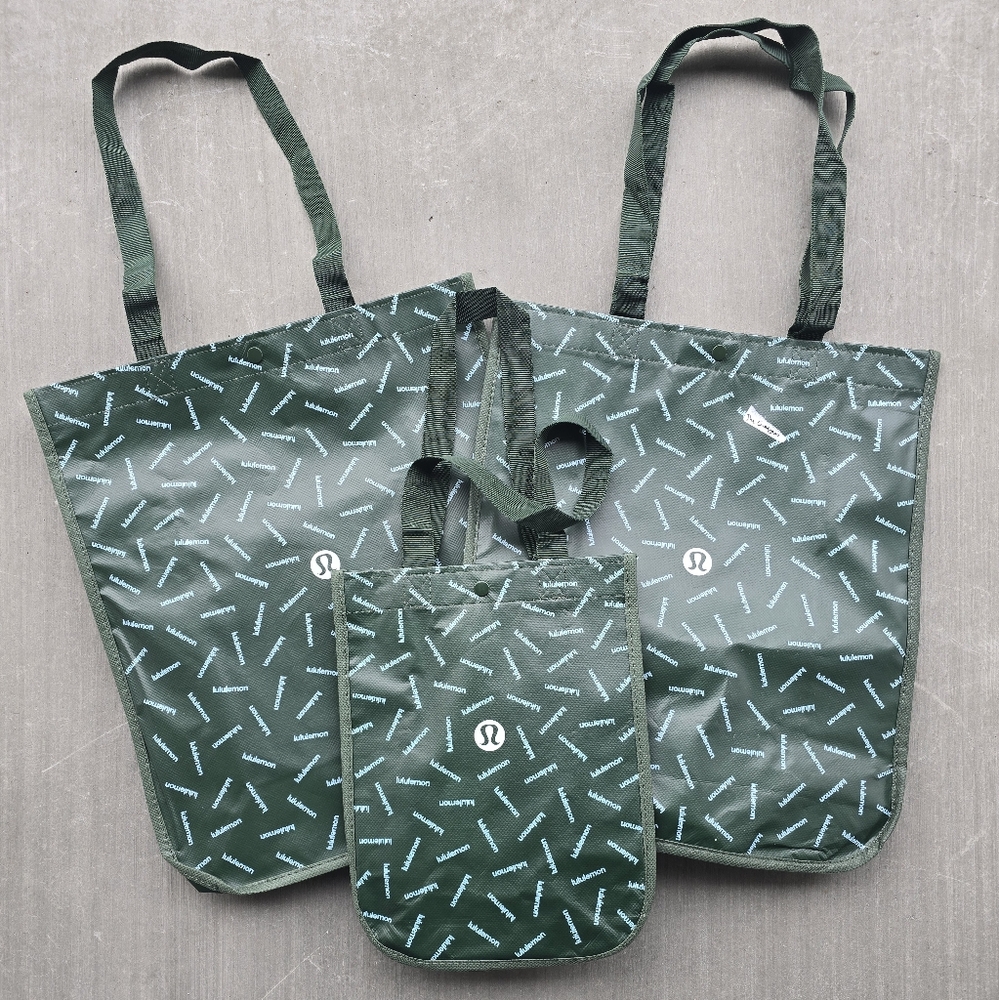 Lululemon Green Tote Bag Set of 3